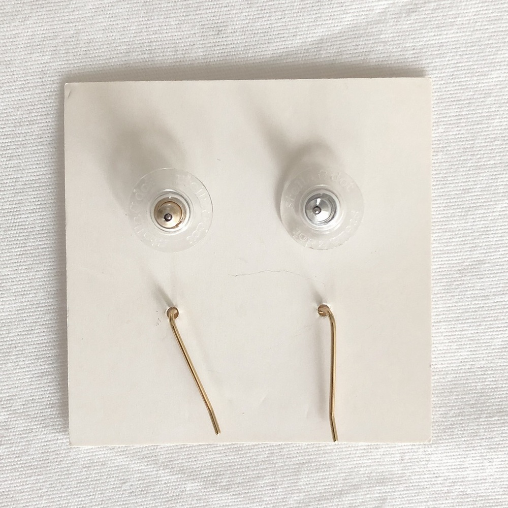 Stella & Dot earrings studs & ear climbers gold tone clear stones New with tags - Picture 3 of 4